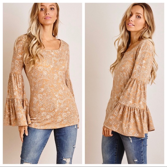 ✨LAST ONE✨Paisley Print Tiered Sleeves print top - Picture 3 of 5
